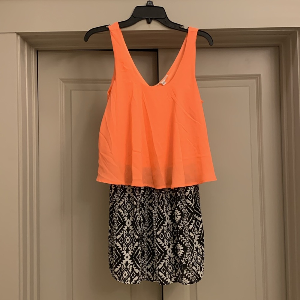 Coral and black Romper